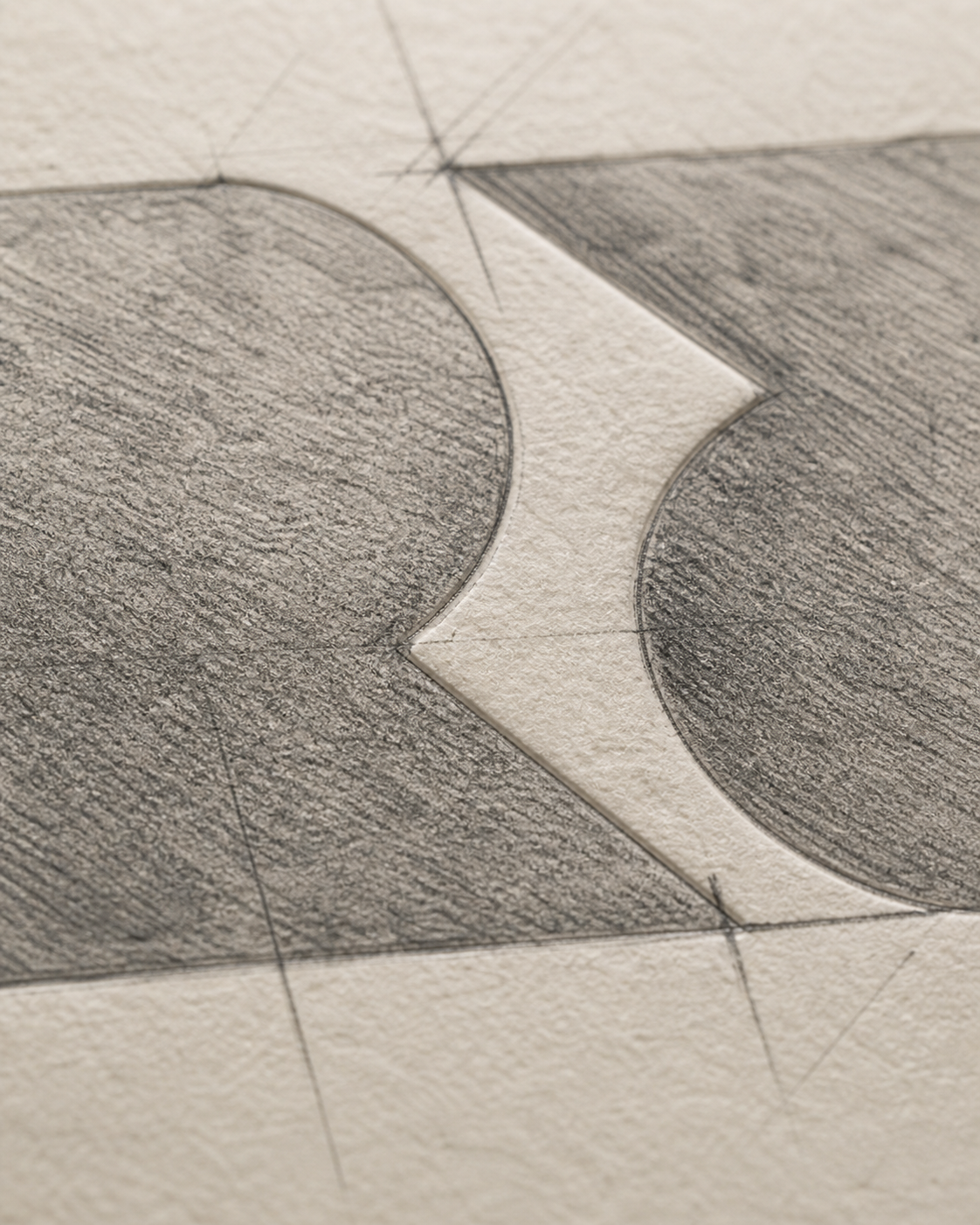 Boceto de letras BORR a lápiz, proceso de diseño